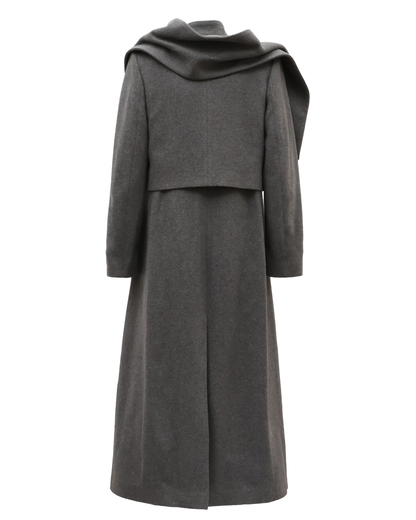 JULIA ALLERT Long Draped Transformer Coat – Grey