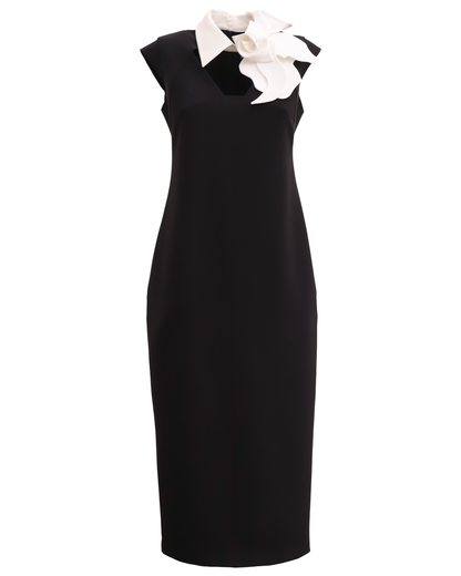 JULIA ALLERT Modern Business Dress With Collar - Black BONVION JULIA ALLERT Modern Business Dress With Collar - Black BONVION