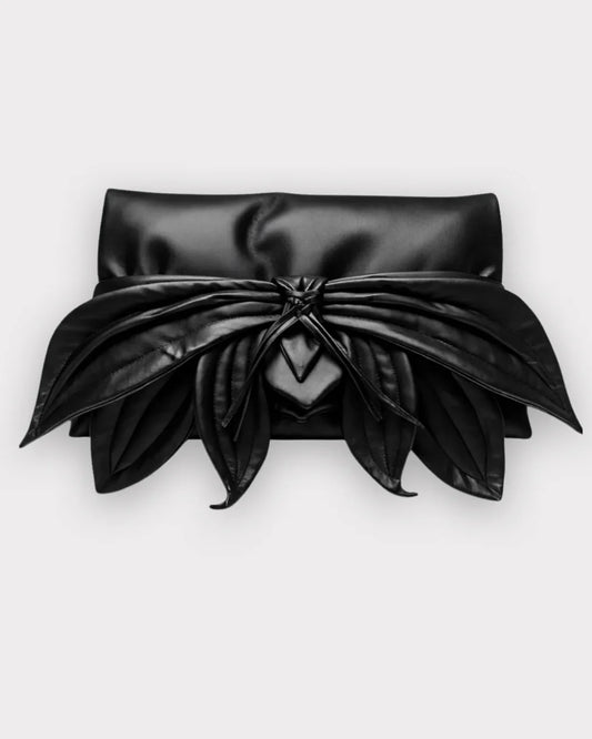 Black Vegan Leather Petal Clutch Bag | Julia Allert