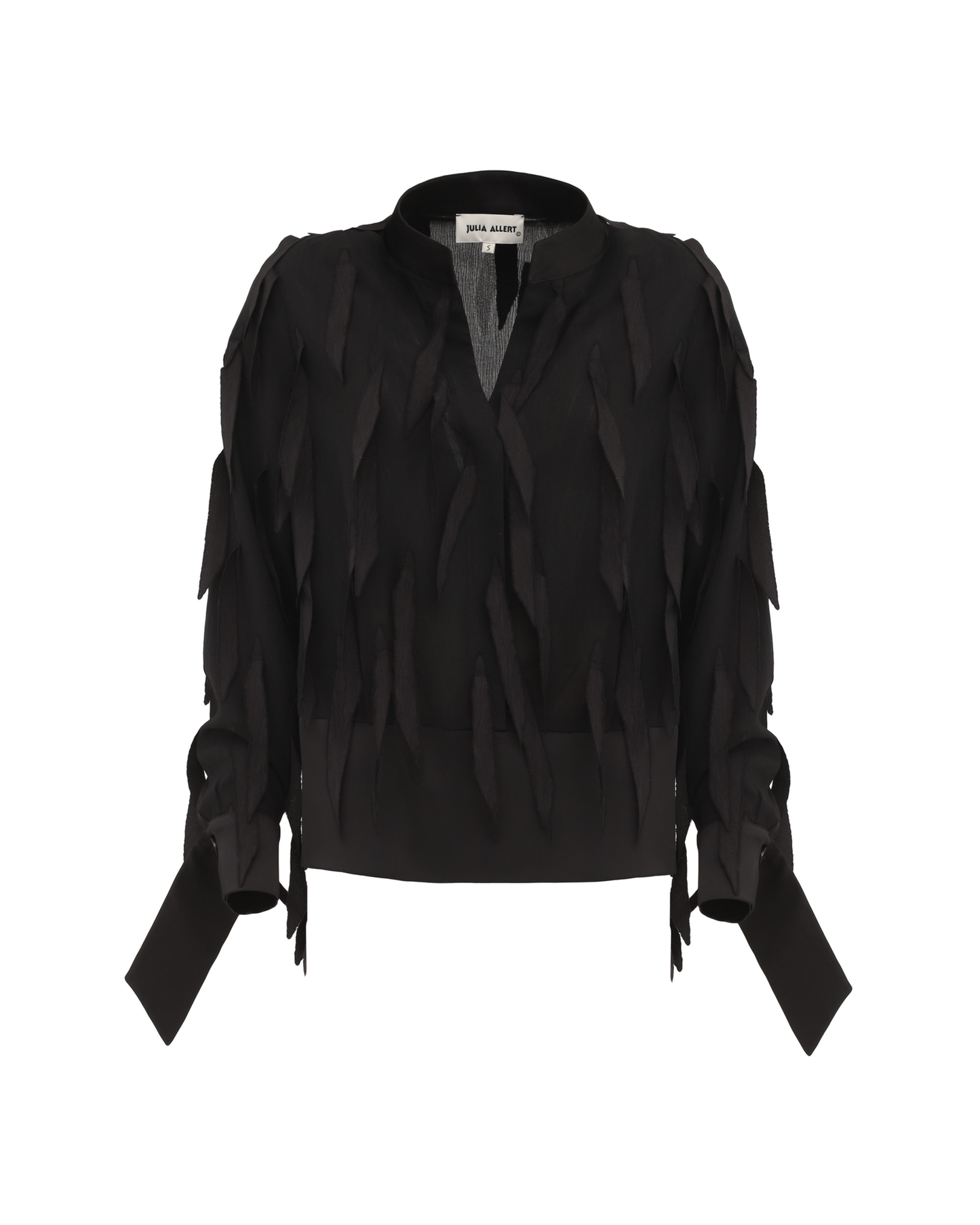 JULIA ALLERT Semi-Sheer Evening Blouse - Black