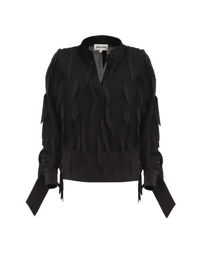 JULIA ALLERT Semi-Sheer Evening Blouse - Black