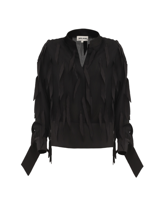 JULIA ALLERT Semi-Sheer Evening Blouse - Black