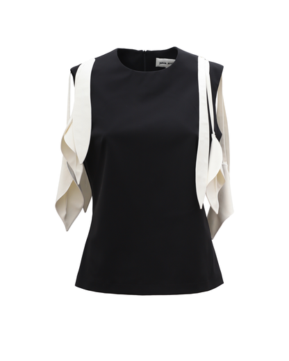 JULIA ALLERT Sleeveless Top with Floral Accent - Black