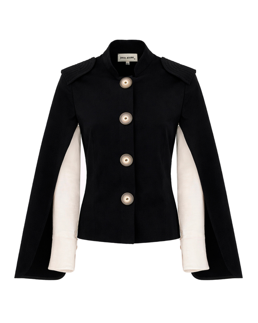 Black and white 4 button women's cape blazer | Julia Allert