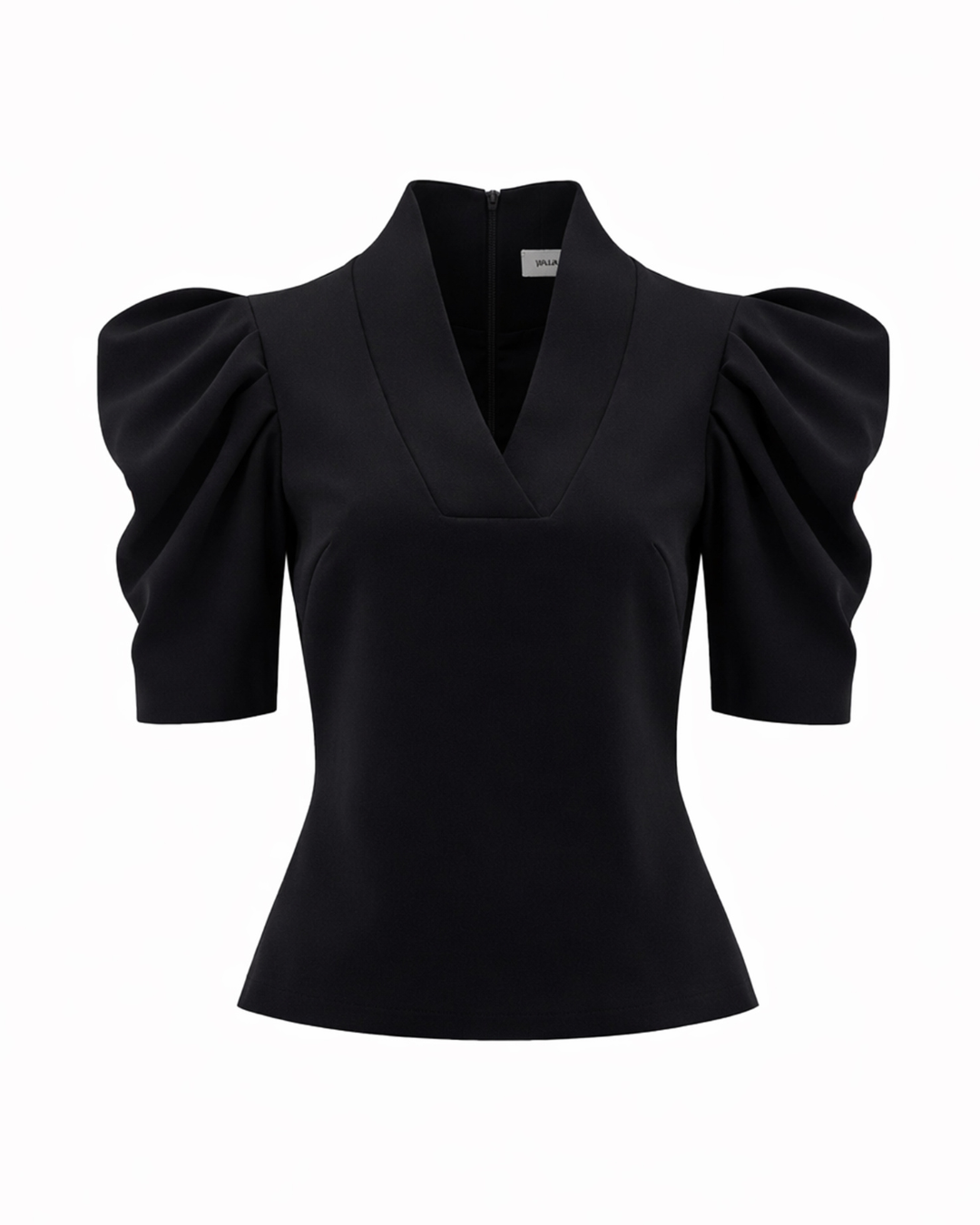Black V-Neck Puff Sleeve women's Top | Julia Allert