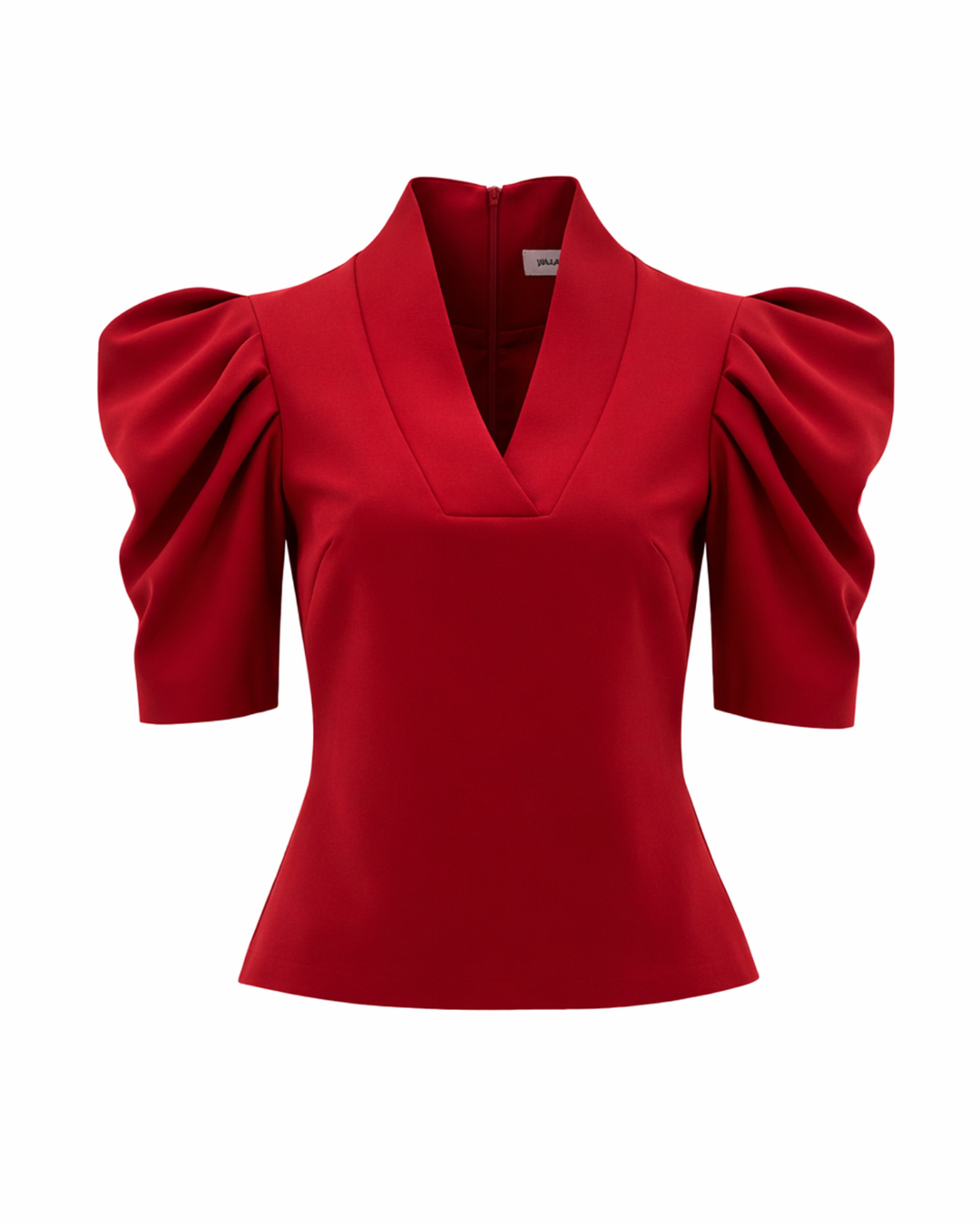 Red V-Neck Puff Sleeve women's Top | Julia Allert