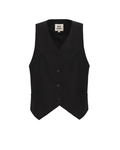 JULIA ALLERT Vintage-Inspired Blouse And Vest Set - Black/Ivory