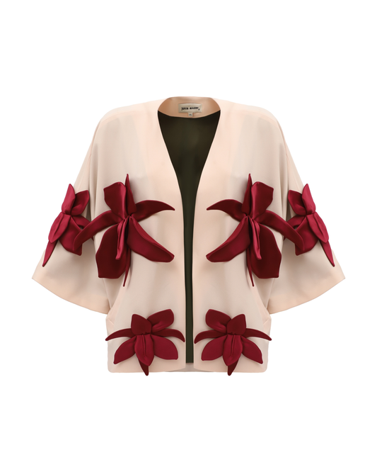 JULIA ALLERT Wrap Jacket with Flowers - Peach