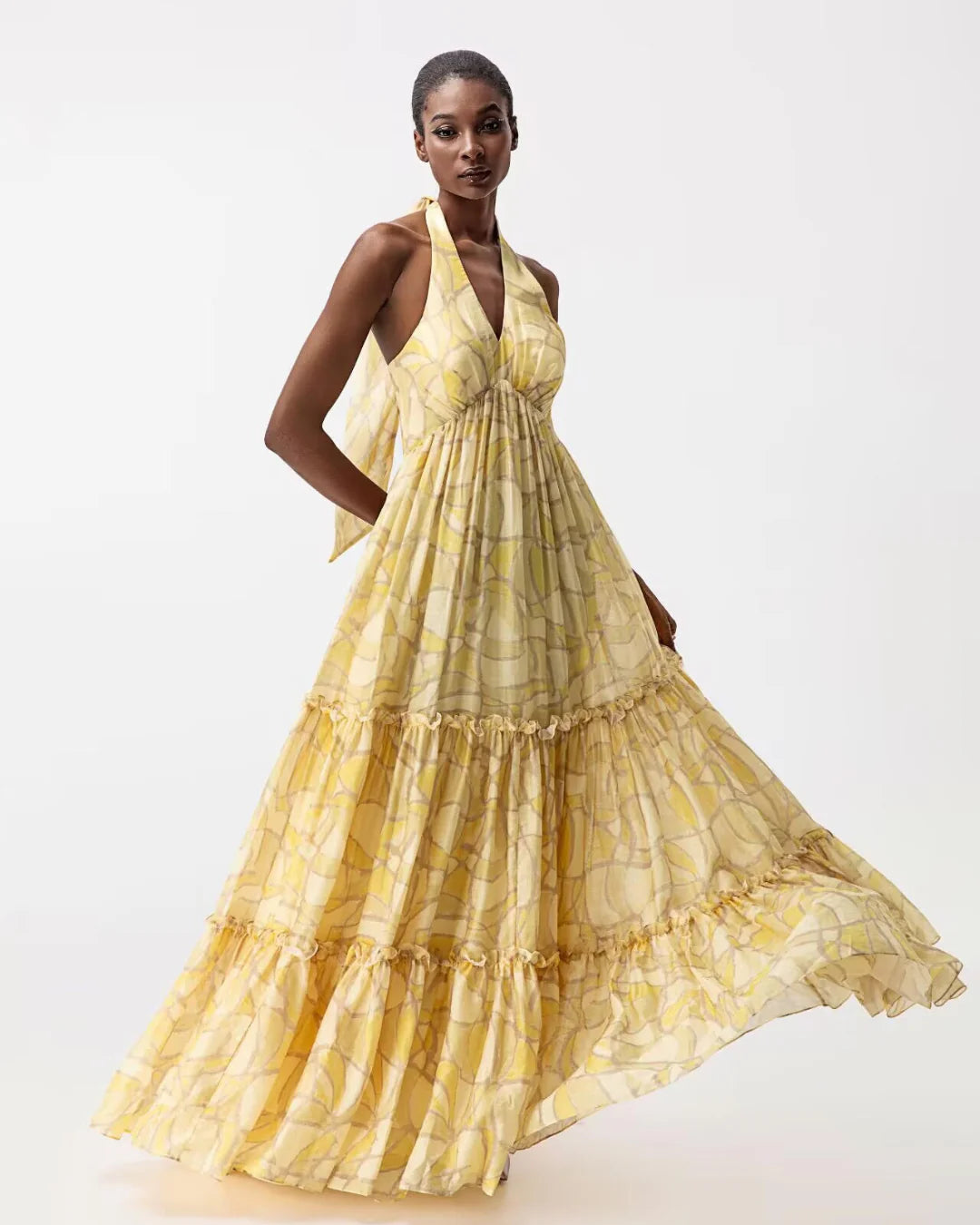 designer dress yellow JessieQ Gala Dress