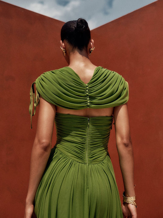 ANDREA IYAMAH Katu Mesh Dress - Olive