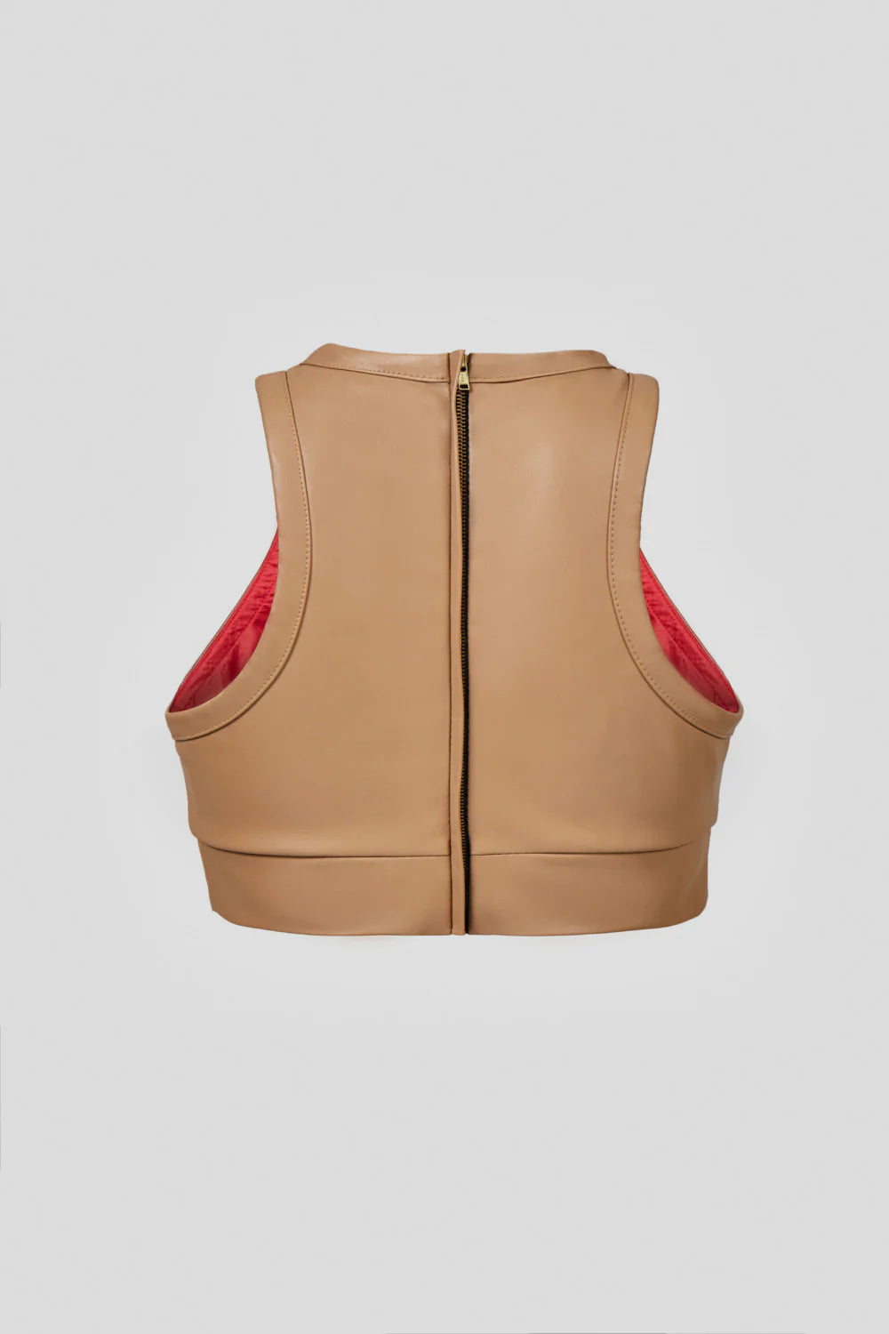 Beige vegan leather women's designer crop top | LIKA luxury brand