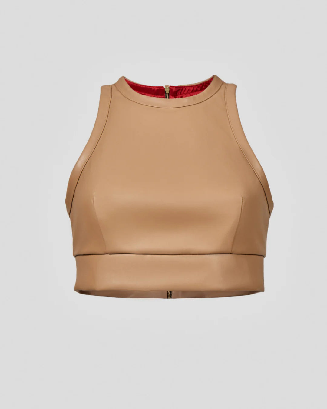 Beige vegan leather women's designer crop top | LIKA luxury brand