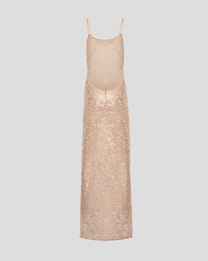 Designer gold sequin maxi dress | LIKA luxury brand