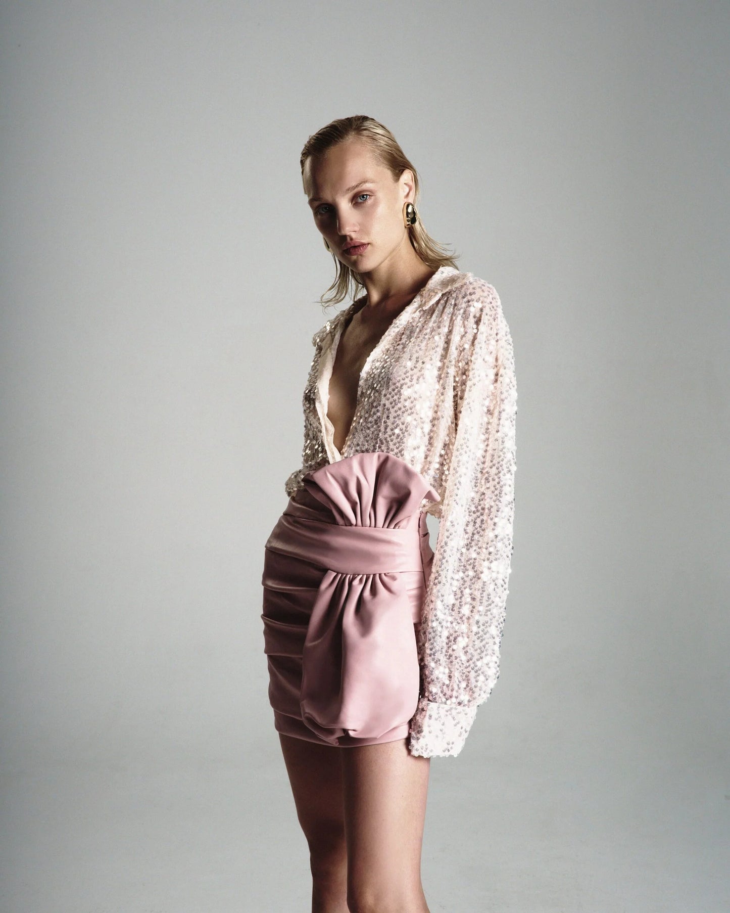 Designer rose gold sequin blouse | LIKA luxury brand