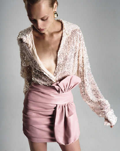 Designer rose gold sequin blouse | LIKA luxury brand