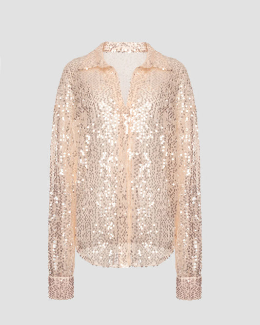 Designer rose gold sequin blouse | LIKA luxury brand