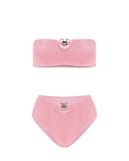 L'AQUA Amy High Waist Bikini - Baby Pink