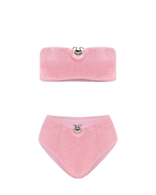L'AQUA Amy High Waist Bikini - Baby Pink