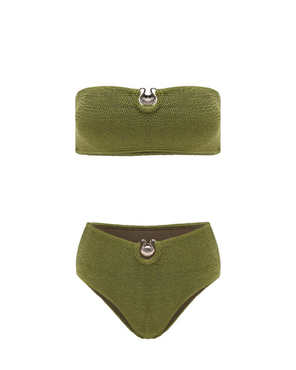 L'AQUA Amy High Waist Bikini - Green
