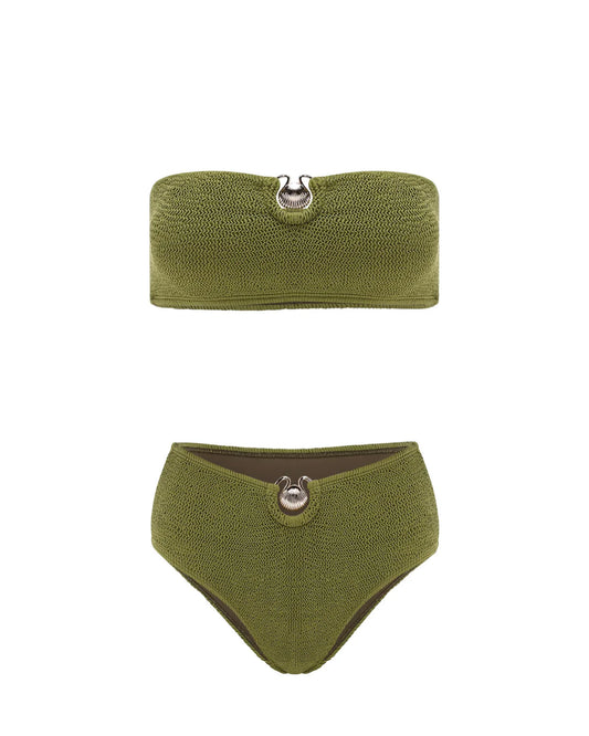 L'AQUA Amy High Waist Bikini - Green