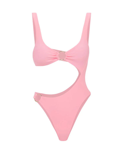 Pink swimsuit on a white background