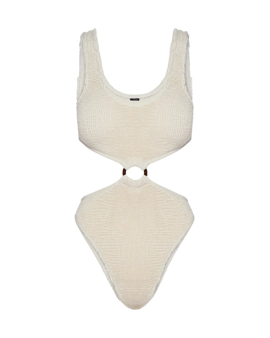 L'AQUA Crinkle Swimsuit - White