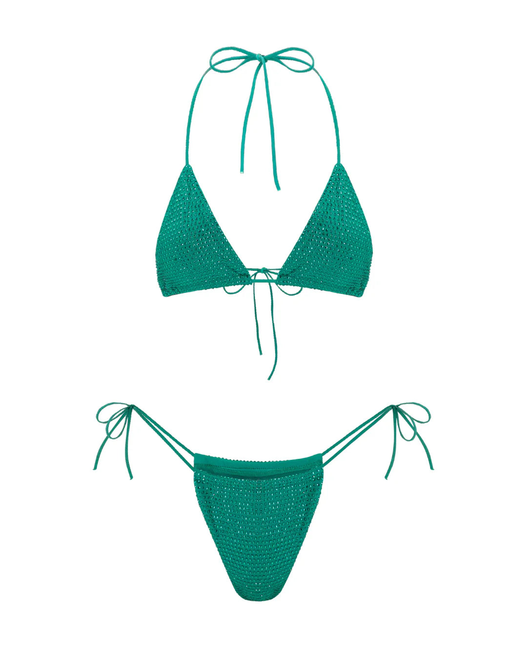 Green bikini set on a white background