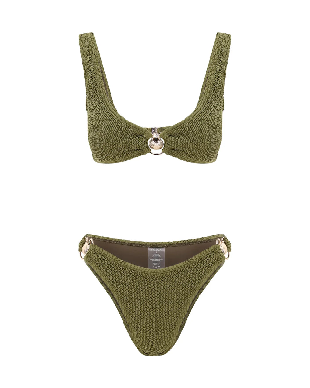 Green bikini set on a white background