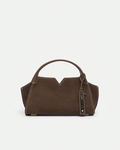 Woven leather designer handbag with hand dyed chestnut color | MERANDI Thai luxury handbag brand made of Italian leather