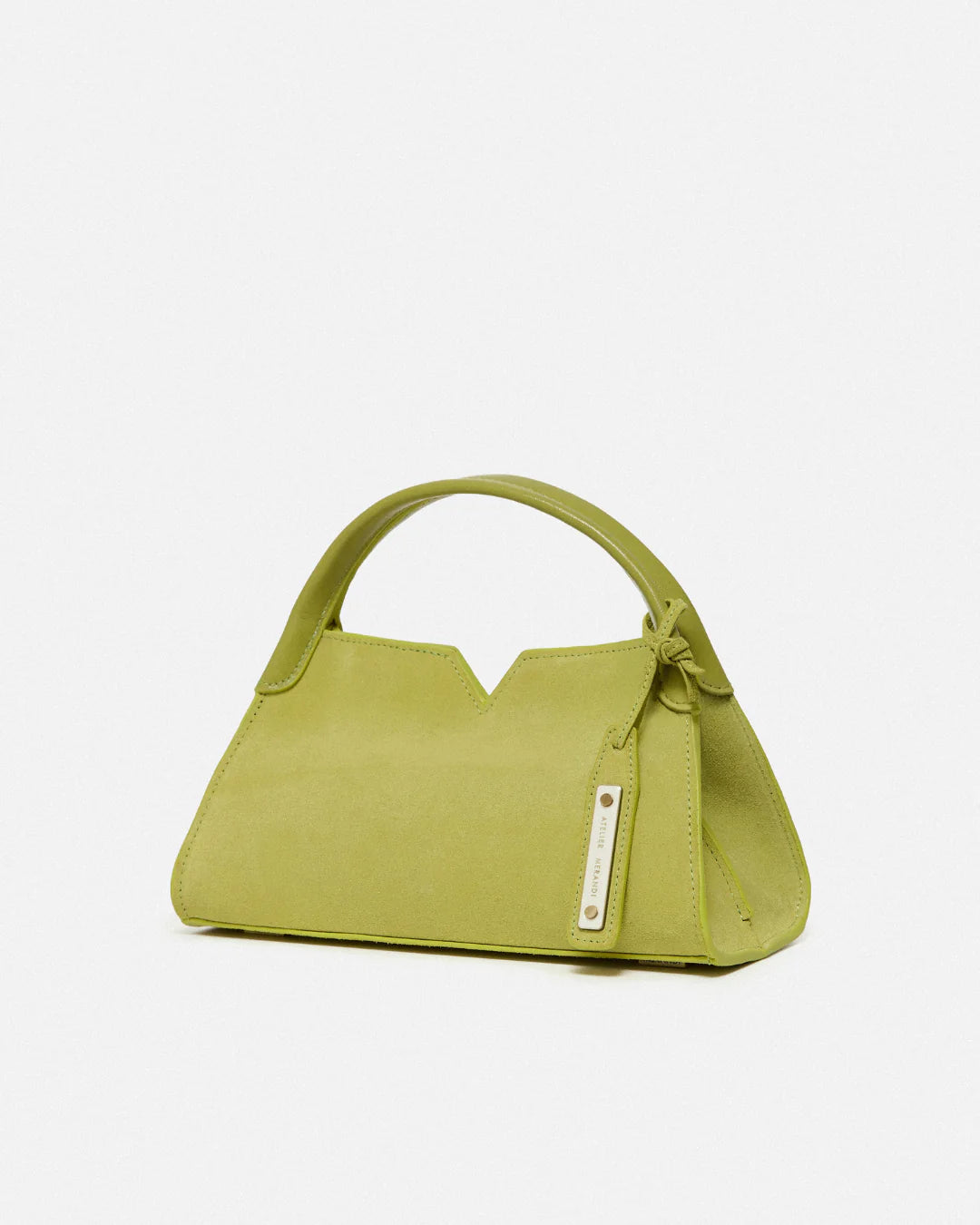 Woven leather designer handbag with hand dyed moss green color | MERANDI Thai luxury handbag brand made of Italian leather
