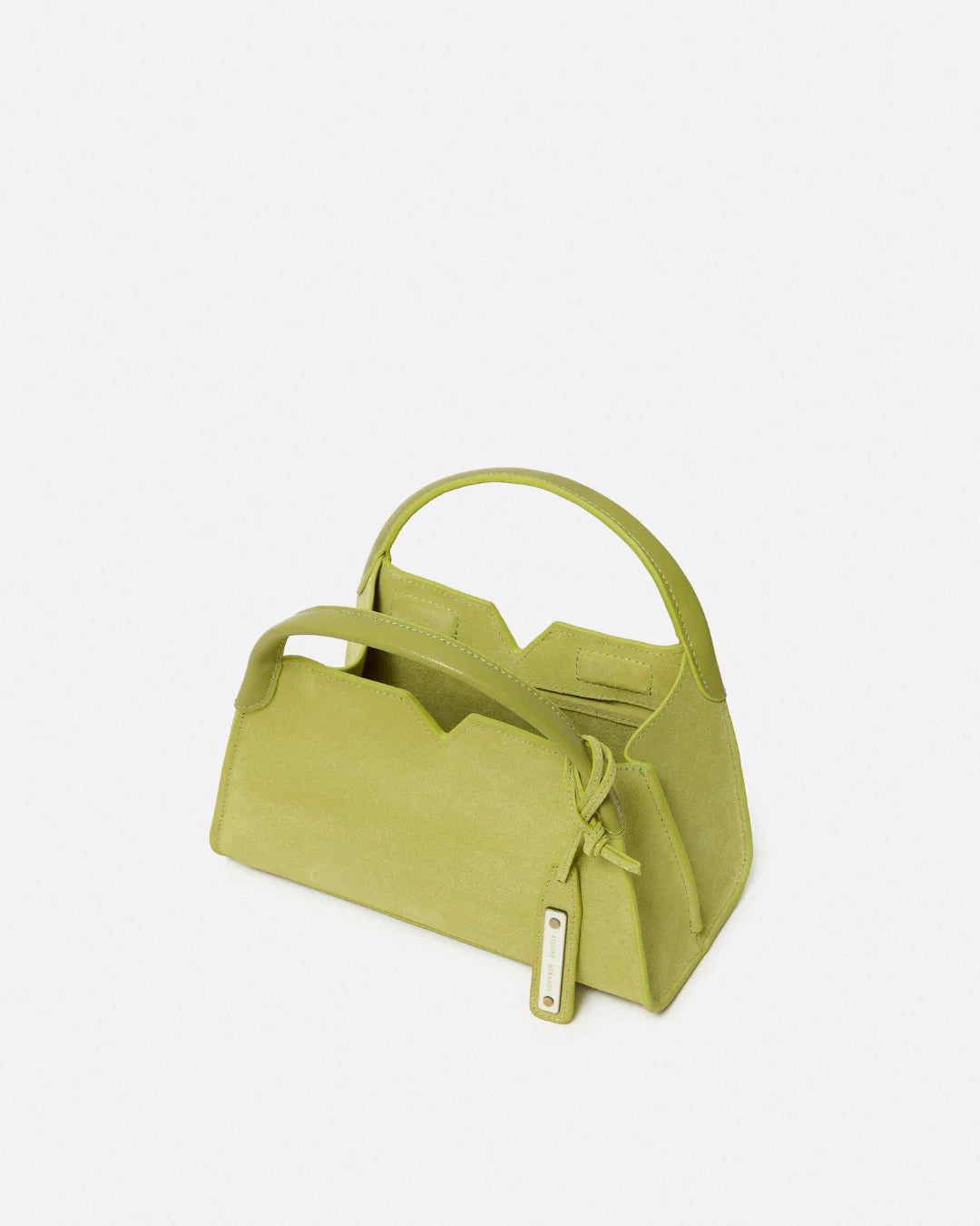 Woven leather designer handbag with hand dyed moss green color | MERANDI Thai luxury handbag brand made of Italian leather