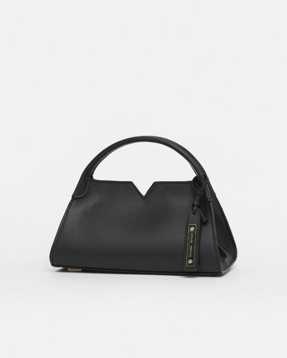Woven leather designer handbag with hand dyed black color | MERANDI Thai luxury handbag brand made of Italian leather