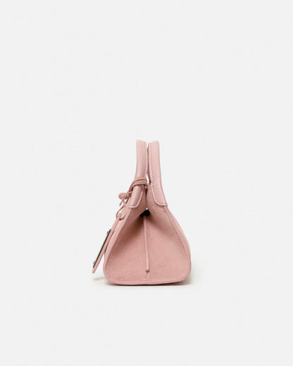 Woven leather designer handbag with hand dyed pastel pink color | MERANDI Thai luxury handbag brand made of Italian leather