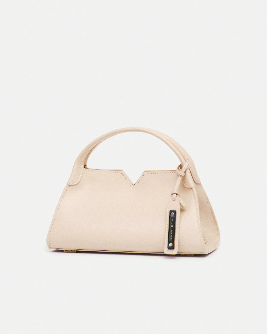 Woven leather designer handbag with hand dyed cream color | MERANDI Thai luxury handbag brand made of Italian leather