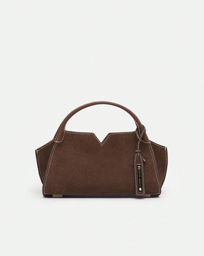 Woven leather designer handbag with hand dyed walnut color | MERANDI Thai luxury handbag brand made of Italian leather