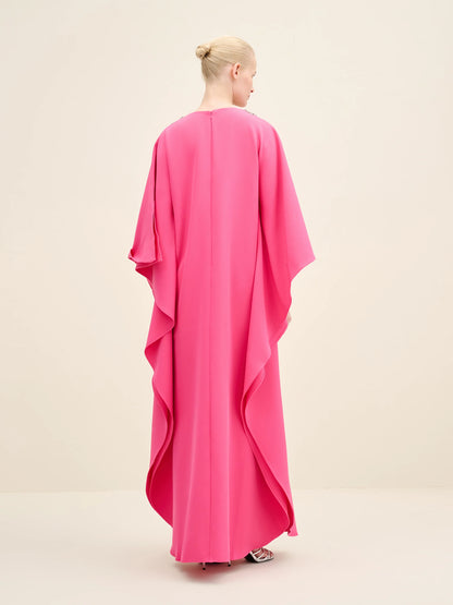 NÉAN Bow Embellished-Neck Kaftan Gown - Fuchsia