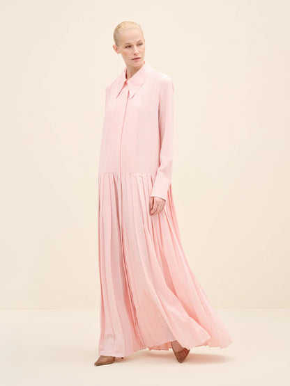 NÉAN Crepe Pleated Shirt Dress - Light Blush