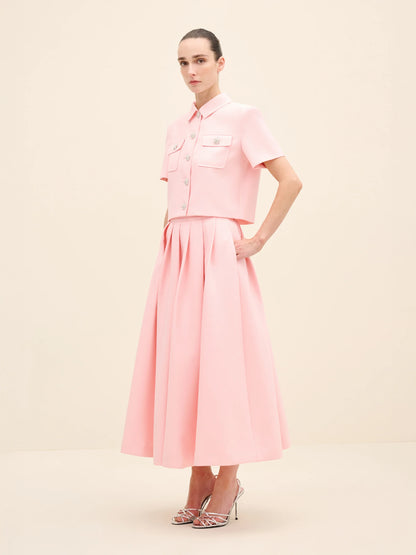 NÉAN Crystal-Button Cropped Jacket - Pink