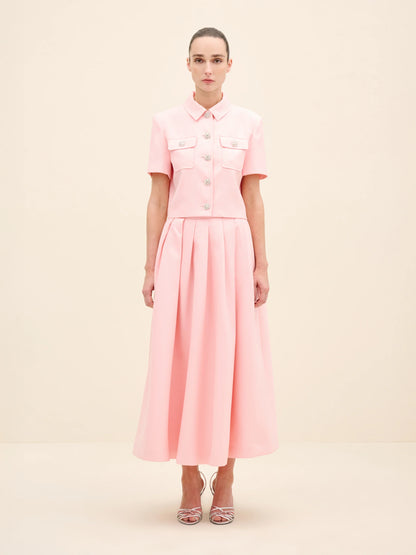 NÉAN Crystal-Button Cropped Jacket - Pink