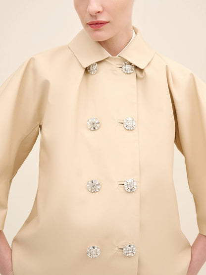 NÉAN Crystal Button Sculptural Jacket - Cream