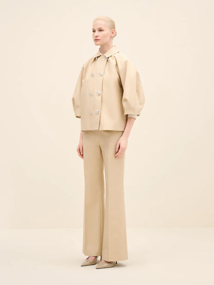 NÉAN Crystal Button Sculptural Jacket - Cream