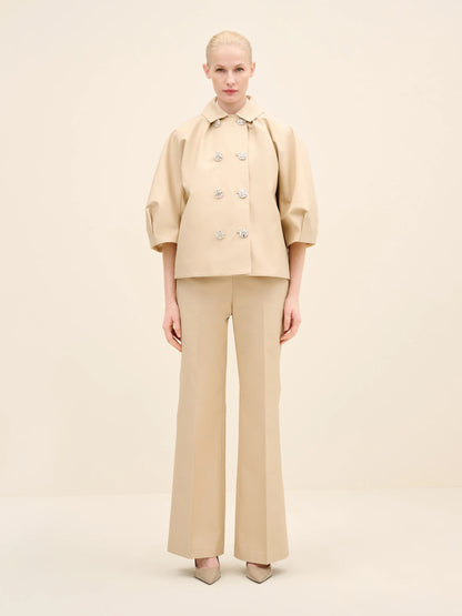 NÉAN Crystal Button Sculptural Jacket - Cream
