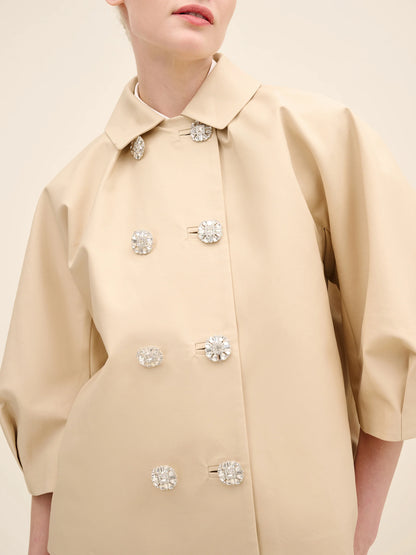 NÉAN Crystal Button Sculptural Jacket - Cream