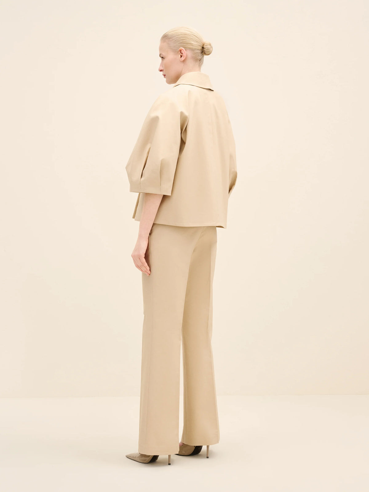 NÉAN Crystal Button Sculptural Jacket - Cream