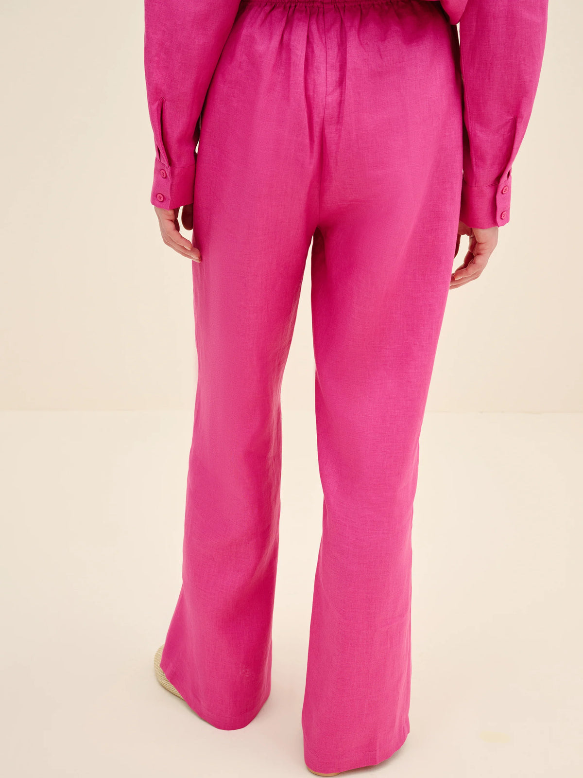 NÉAN Drawstring Linen Trousers - Fuchsia
