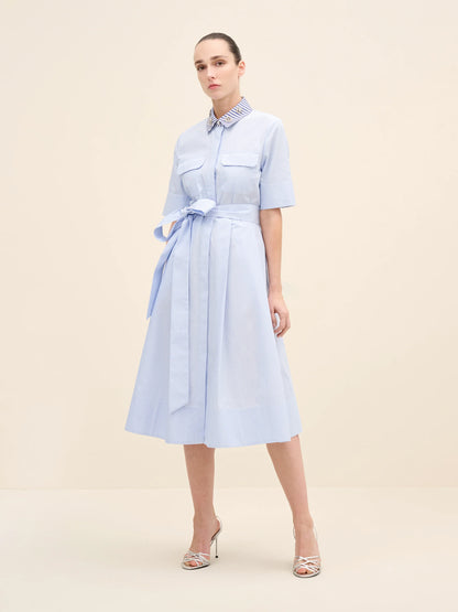 NÉAN Embellished Collar Cotton Shirt Dress - Multi Color