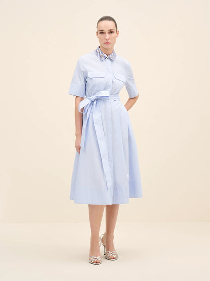 NÉAN Embellished Collar Cotton Shirt Dress - Multi Color