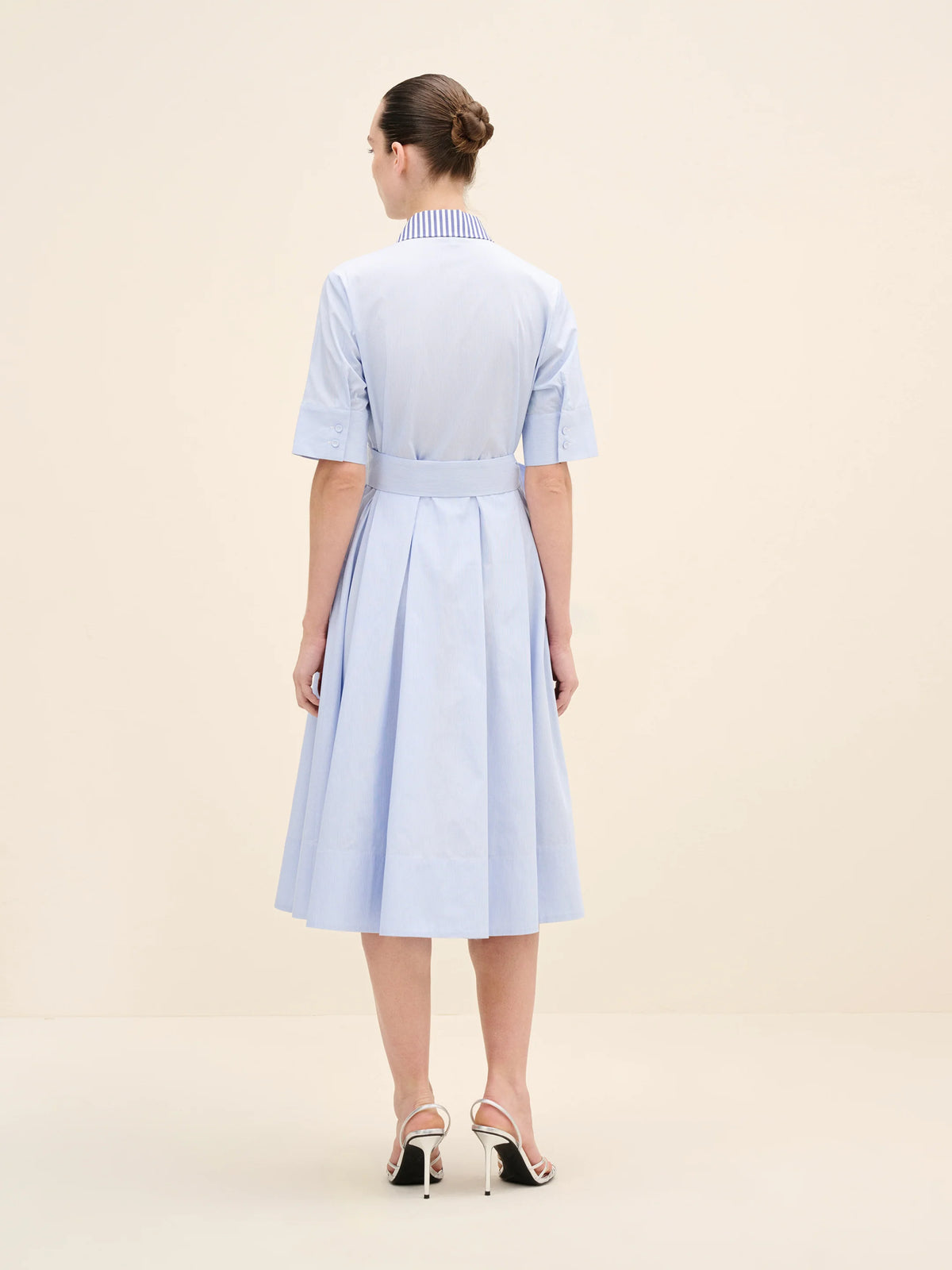 NÉAN Embellished Collar Cotton Shirt Dress - Multi Color