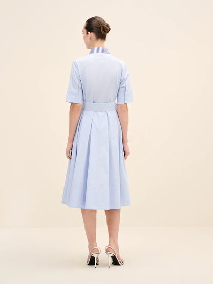 NÉAN Embellished Collar Cotton Shirt Dress - Multi Color