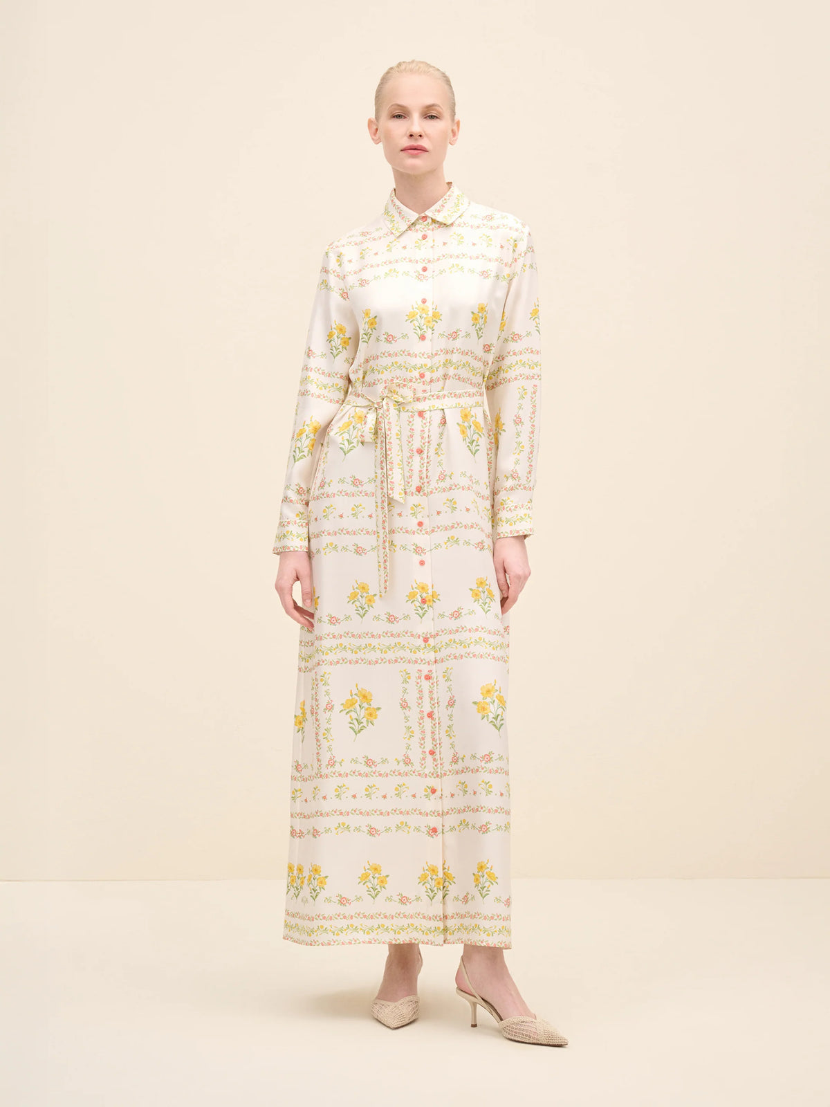 NÉAN Floral-Print Silk Shirt Dress - Multi Color